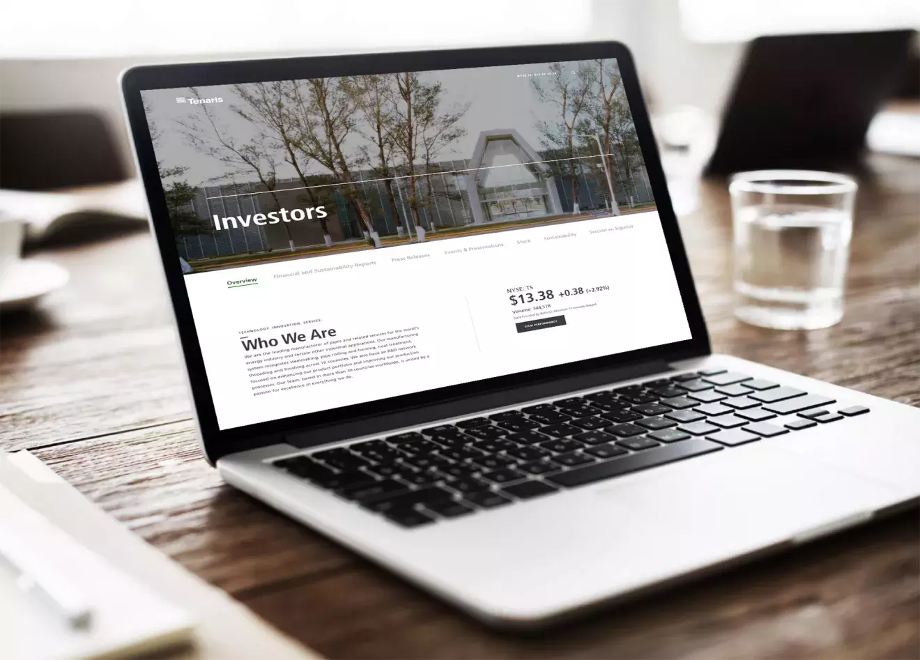 An image of an investor relations website on a laptop.